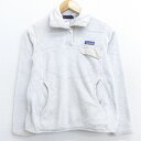 【中古】古着 レディース 長袖 フリースジャケット パタゴニア patagonia ワンポイントロゴ スナップT 白 ホワイト 中古 アウター ジャンパー ブルゾン | 秋冬 秋物 秋服 冬物 冬服 カジュアル レディースファッション おしゃれ かわいい