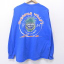【中古】古着 長袖Tシャツ 00年代 00s パイナップルウィリーズ 大きいサイズ 2L LL ビッグシルエット ゆったり ビッグサイズ オーバーサイズ コットン クルーネック 丸首 青 ブルー XLサイズ 中古 メンズ | 春夏 春物 春服 秋冬 秋物 秋服 メンズファッション ロンT カ