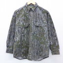 【中古】古着 長袖 フランネルシャツ 90年代 90s カベラス リアルツリー コットン USA製 アメリカ製 緑 グリーン 迷彩 Lサイズ 中古 メンズ トップス | 秋冬 秋物 秋服 冬物 冬服 カジュアルシャツ メンズファッション 長袖シャツ おしゃれ カジュアル