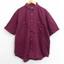 【中古】古着 半袖シャツ ラングラー Wrangler コットン ボタンダウン エンジ XLサイズ 中古 メンズ トップス | 春夏 春物 春服 夏物 夏服 カジュアルシャツ メンズファッション 半袖シャツ おしゃれ カジュアル