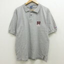 【中古】古着 半袖 ブランド ポロシャツ 90年代 90s チャンピオン Champion チャールストン 大学 コットン グレー 霜降り Lサイズ 中古 メンズ トップス | 春夏 春物 春服 夏物 夏服 カジュアルシャツ メンズファッション 半袖シャツ おしゃれ カジュアル