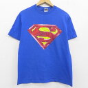 【中古】古着 半袖 ビンテージ ヴィンテージTシャツ メンズ 00年代 00s DCコミックス スーパーマン コットン クルーネック 丸首 青 ブルー Mサイズ 中古 551180