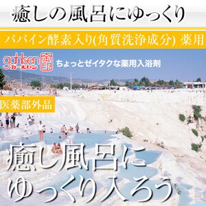 お湯につかるだけでお肌ツルツル美肌づくりの強い味方!! しかも浴槽もキレイに!! 垢・体臭が入浴するだけで落ちてお肌つるつる!!なのに赤ちゃんにも使える優しさ!! 医薬部外品 ガールセン 癒しの湯 パパイン酵素入り薬用入浴剤 （角質洗浄成分入り） 20g×60包入