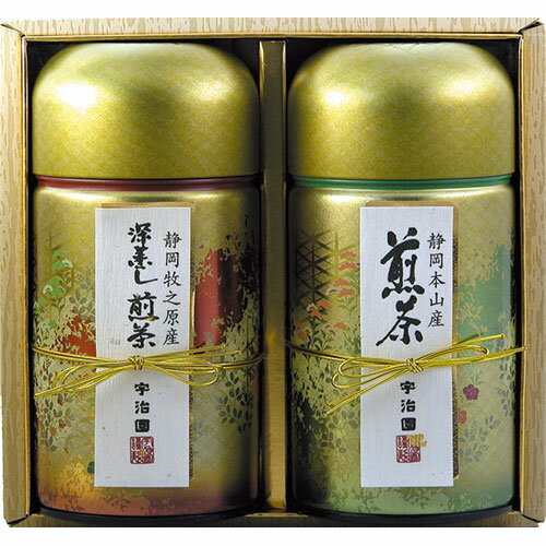 【6セット】 宇治園 産地特選銘茶セット 【静岡本山産煎茶・静岡牧之原産深むし煎茶/各140g】 ASNFUJI-030155620X6|食品 飲料