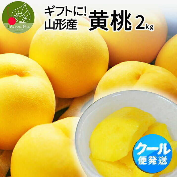 【2024年8月下旬発送・先行早割】 山形県産 秀品 黄桃 2kg（7～12玉前後）クール便 敬老の日 ギフト 化粧箱入り <strong>硬い桃</strong> 黄桃 山形県から産地直送 黄桃 黄金桃 桃 送料無料 果物 フルーツ 残暑見舞い