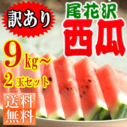 【2017年 7月下旬発送】【送料無料】 訳あり 尾花沢スイカ 2玉セット 4L 5L（約9kg前後）山形県産 ワケあり ワケ待ち 産地直送 キャンプに 海水浴に スイカ割りに ブランド 【同梱不可】【日時指定不可】