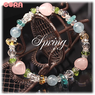 Spring　Bracelet★AAAアクアマリン(8mm)　AAAAペリドット(ランダムタンブル)　AAAシトリン(ランダムタンブル)　AAAAアパタイト(ランダムタンブル)　ブレスレット　パワーストーン 天然石パワーストーン 天然石