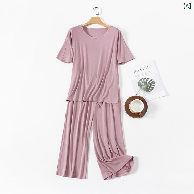 半袖　半ズボン　パジャマ 2025夏 モダール ママ 大きいサイズ パジャマ 胸 パッド 付き 夏 用 冷感 レディース ホームウェア レディーススーツ