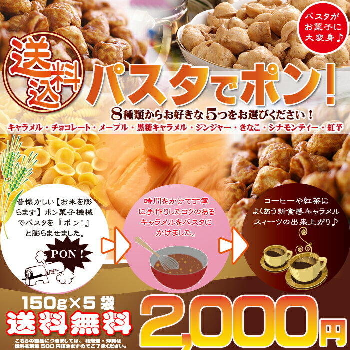 【送料無料】パスタでポン　お試しセットパスタがキャラメルお菓子になりました♪