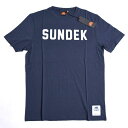 サンデッキ SUNDEK 【送料無料】半袖 ロゴ Tシャツ メンズ コットン 綿 100% ネイビー M L XL/イタリア ブランド 水着 スイム
