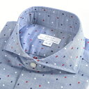 オリアン ORIAN 【送料無料】【2019年春夏新作】ドレスシャツ ホリゾンタルカラー SLIM FIT 長袖 メンズ スリム コットン ドット 水玉 ルー 青/S M L XL/イタリア カジュアル ジャケパン【さらに15%OFF】クーポン対象商品
