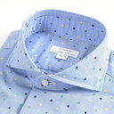 オリアン ORIAN 【送料無料】【2019年春夏新作】ドレスシャツ ホリゾンタルカラー SLIM FIT 長袖 メンズ スリム コットン ドット 水玉 スカイ ブルー 水色/S M L XXL/イタリア カジュアル ジャケパン【さらに15%OFF】クーポン対象商品