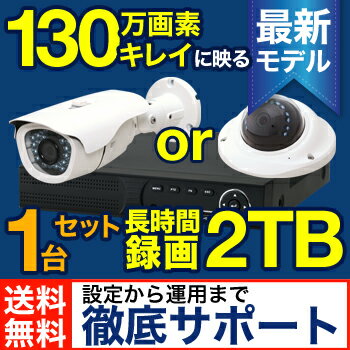 防犯カメラ 監視カメラ 【送料無料】130万画素 AHD 1台 録画 選べるセット 付属品…...:safetyzone:10002196