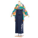 【レンタル】袴 卒業式 トールサイズ170cm前後 129Y モダン レトロ 女性 袴レンタル グリーン 椿 紺袴 大学生 専門学生 謝恩会 足袋プレゼント 往復送料無料 女袴 二尺袖
