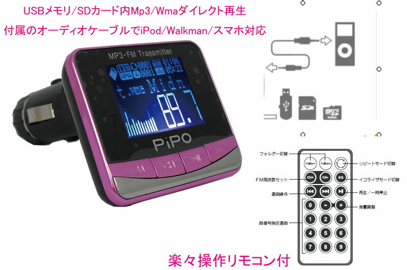 「送料無料」MP3・FMトランスミッター