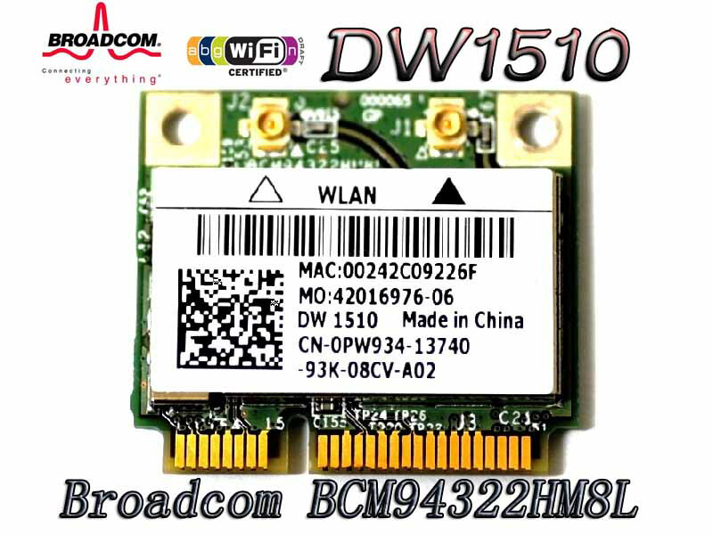 DELL+汎用　Dell Wireless 1510 内蔵ワイヤレスLAN Half-Miniカード (802.11a/b/g/n対応)★メール便可★