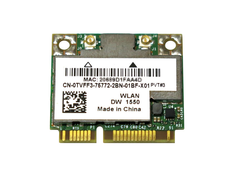 Dell Wireless 1550 (DW1550) WLAN/BT CXLAN Half-MiniJ[h (867Mbps 2T2R 802.11abgn/acΉ) BCM94352HMB/BCM4352