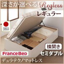 跳ね上げ ガス圧式 収納ベッド新開閉タイプ&深さが選べるガス圧式跳ね上げ収納ベッド【Regless】リグレス・レギュラー セミダブル【横開き】デュラテクノマットレス付【受注発注】532P26Feb16