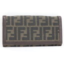 【中古】FENDI 二つ折り長財布 ズッカ柄 キャンバス ブラウン