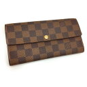 【中古】LOUIS VUITTON 二つ折り長財布 ポルトフォイユ サラ ダミエ エベヌ N61734