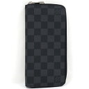 【中古】LOUIS VUITTON ラウンドファスナー長財布 ジッピーウォレット ヴェルティカル ダミエ グラフィット N63095