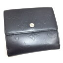 【中古】LOUIS VUITTON 三つ折り財布 ポルトモネビエ カルトクレディ モノグラムマット ネイビー系 M65115