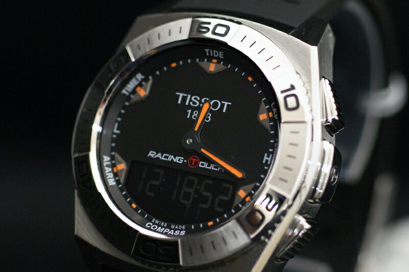 正規品TISSOT　テイソ　レーシングタッチ「Racing-Touch」　スレンレスモデル　ブラック文字盤　ブラックラバーストラップ　送料無料　　T002.520.17.051.02