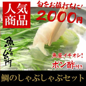 【2000円ポッキリ！】＜鯛しゃぶしゃぶ4人前＞【42%OFF】ポン酢プレゼント（タイ・たい）【冷凍・冷蔵便同梱可】