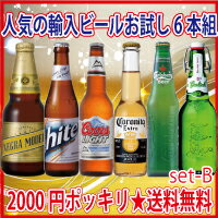 【期間・数量限定 送料無料】人気輸入ビール6本お試しセットB【SBZcou1208】人気の輸入ビールセット 好評に付き追加継続販売！！