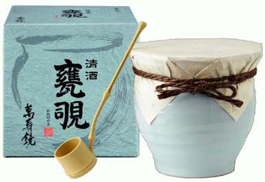 【甕入り酒の元祖蔵】 萬寿鏡　甕覗（かめのぞき）　特別本醸造1800ml　（ひしゃく付・化粧箱入り）