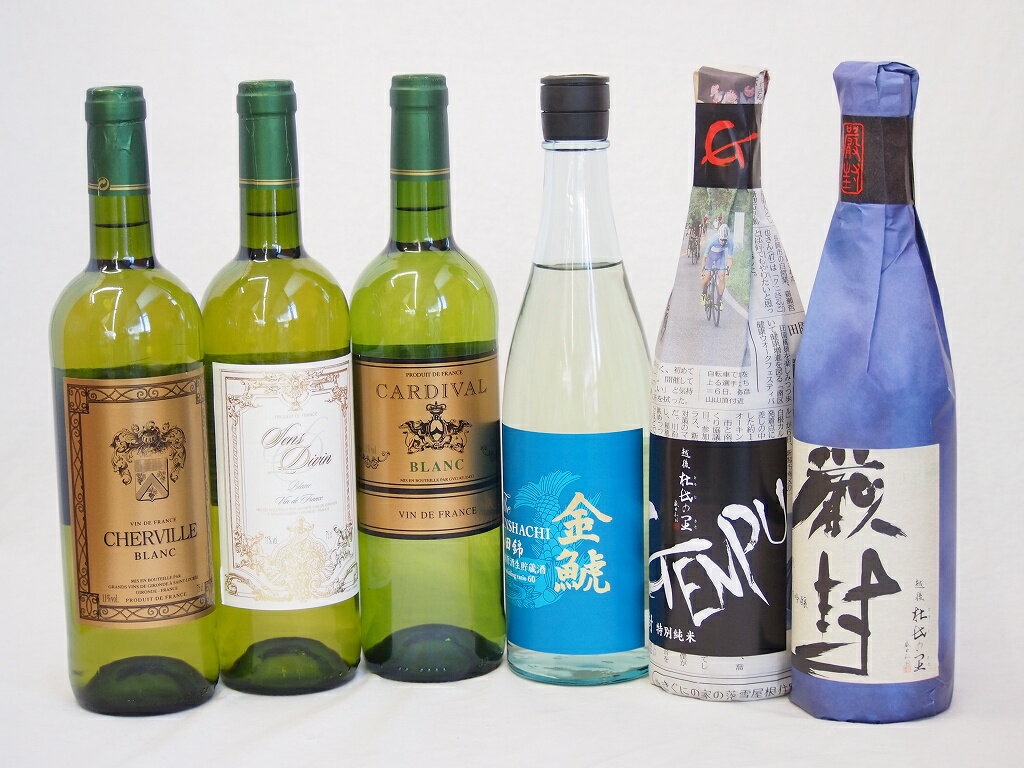 【パーティワイン＆日本酒福袋6本セット】高品質白ワイン3本と生酒原酒3本500ml