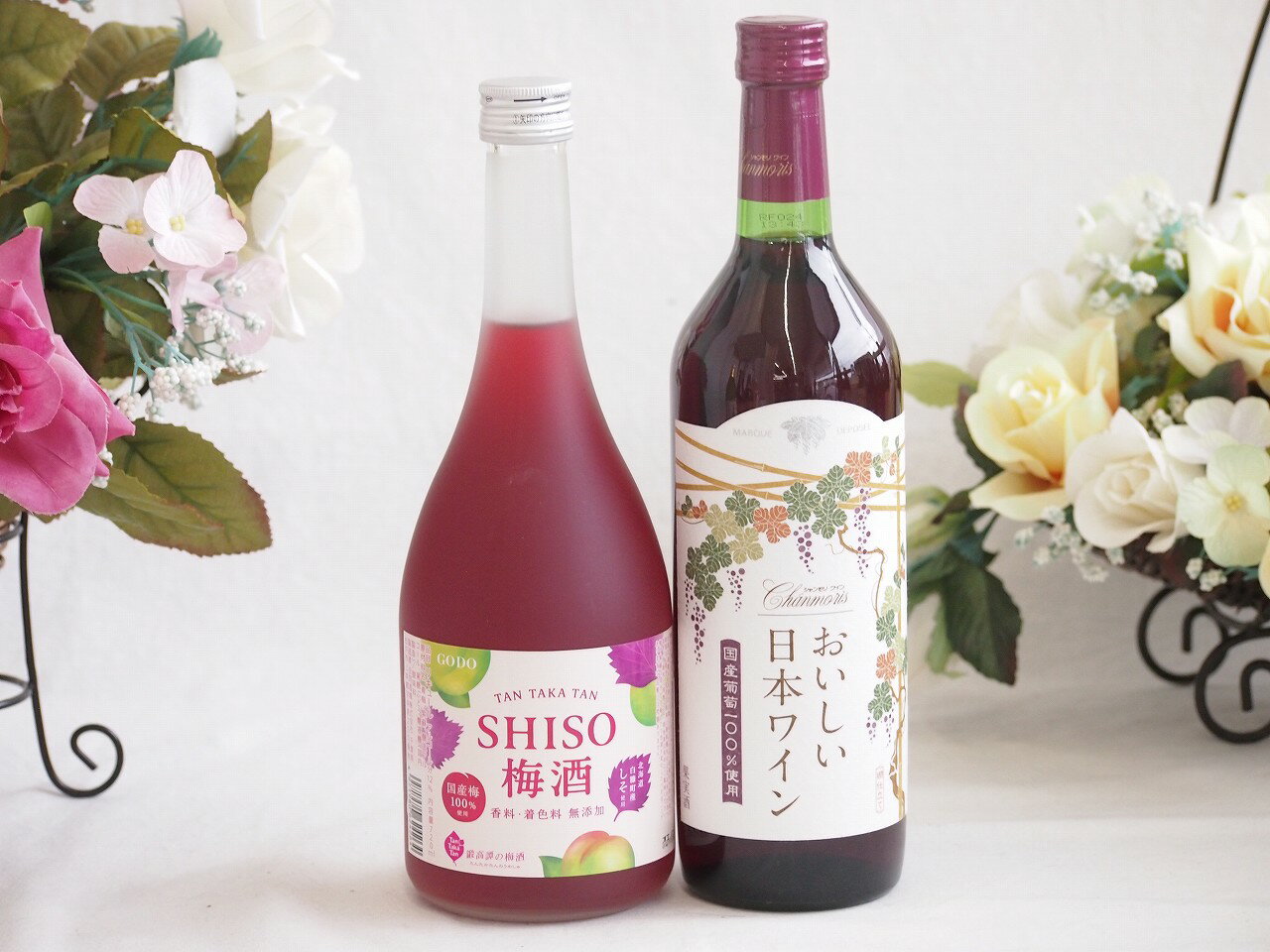 鍛高譚の梅酒と国産ワインセット(国産葡萄100％使用 おいしい日本ワイン 赤ワイン 中口(山梨県)720ml鍛高譚梅酒720ml