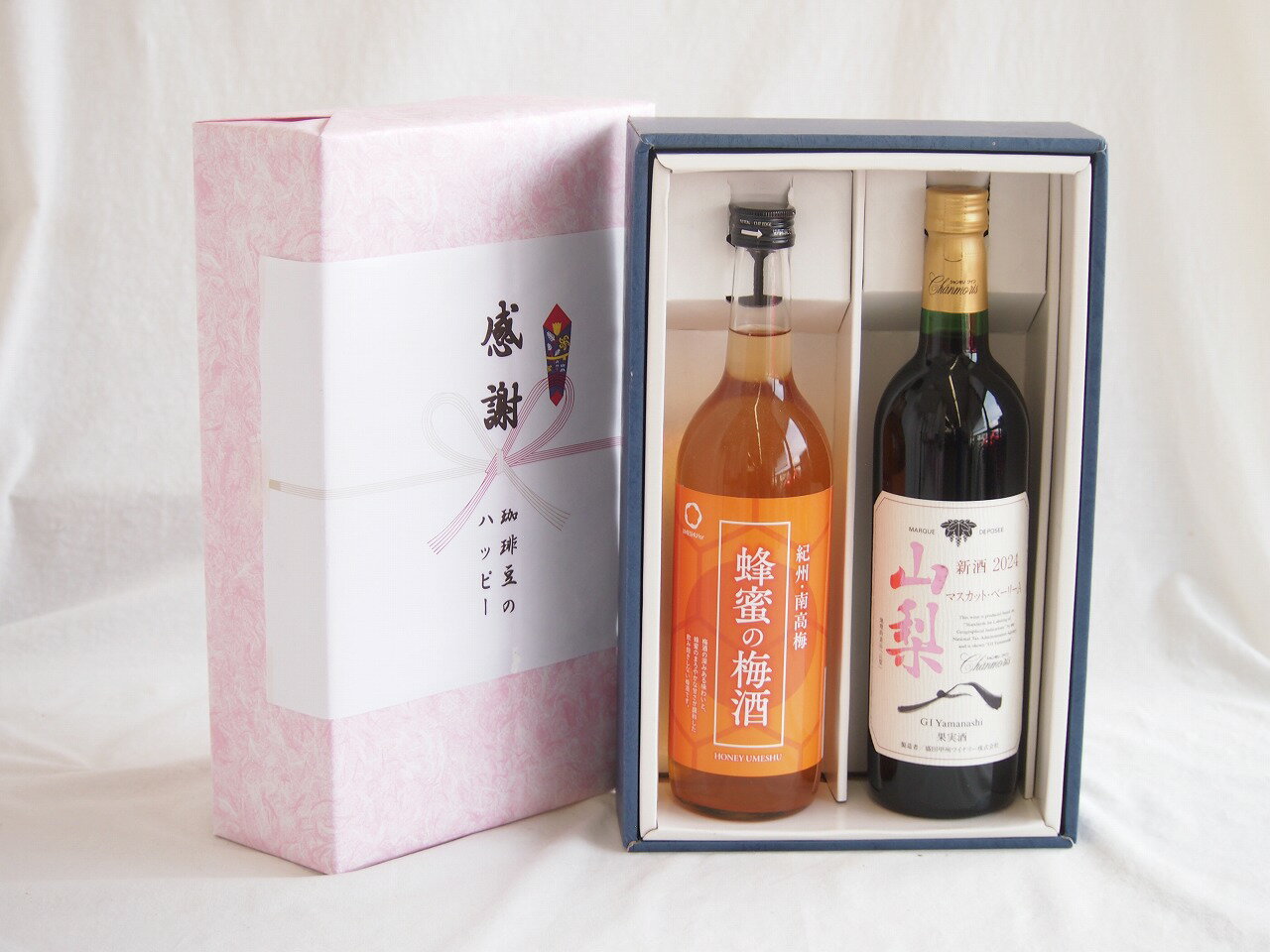 感謝の贈り物ボックス 和歌山産南高梅と国産蜂蜜の梅酒と国産ワインセット(山梨 マスカットベーリーA 赤ワイン 重口(山梨県)750ml和歌山県 赤紫蘇の梅酒12度 720ml