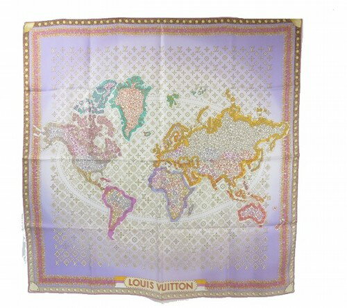 LOUIS VUITTON LV Carre Monogram World Map Purple Silk Square Stole Scarf Wraps | eBay