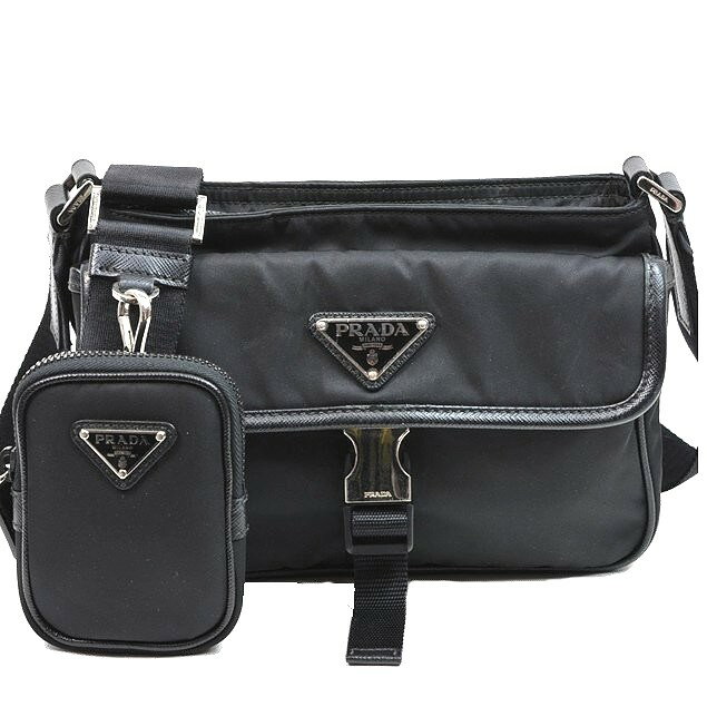 【中古】プラダ　PRADA　Re-Nylon リナイロン　斜め掛け ショルダーバッグ　ポーチ付き　2VH133