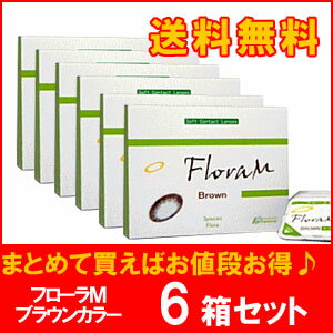 【送料無料】フローラM（ブラウンカラー）6箱セット/1ヶ月使い捨てカラーコンタクトレンズ/シンシア