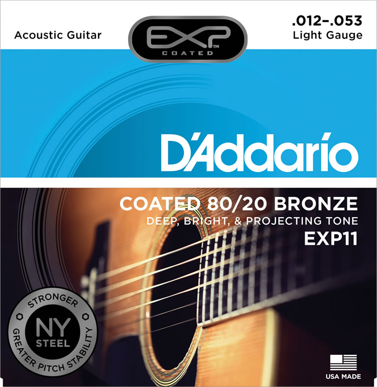 D'Addario ダダリオ アコースティックギター弦 EXP11 "EXP Coated 80/20 Bronze" [daddario アコギ弦 EXP-11]【1万円以上お買い物で送料無料】