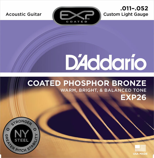 D'Addario ダダリオ アコースティックギター弦 EXP26 "EXP Coated Phosphor Bronze" [daddario アコギ弦 EXP-26]