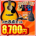 アコースティックギター HONEY BEE F-15 8点入門セット【1万円以上お買い物で送料無料】【アコギ 初心者】【レビューを書いてDVDプレゼント！】