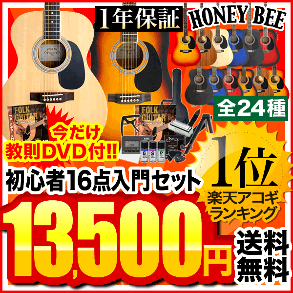 【今だけ教則DVD付き 】アコースティックギター HONEY BEE W-15/F-15 16点 初...:sakuragk:10018452