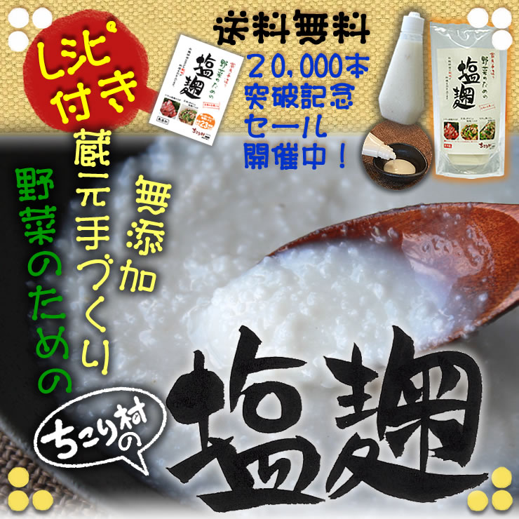 メール便発送最終受付！2万本突破ちこり村蔵元手づくり塩麹●野菜・肉・魚に塗って、漬けて、焼いても極旨!大人気の万能調味料 無添加 販売●メール便で発送そのまま使える 塩麹 塩こうじ　しおこうじ　塩糀 無添加 天然　米　塩　米麹（米こうじ） 販売 