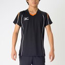ミズノ MIZUNO プラクティスシャツ(バレーボール)半袖 メンズ ジュニア《V2MA608794》【取り寄せ商品】【94】ブラック×フレイムオレンジ