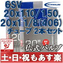 【返品保証】 SCHWALBE シュワルベ ミニベロ チューブ 20×1.10/1.50、20×11/8(406)用チューブ 仏式バルブ 6SV 2本セット 【クリックポスト164円】【あす楽】