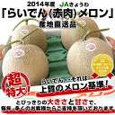 北海道　JAきょうわ　産地直送　らいでんメロン　赤肉　超特大2キロ×4玉⇒合計8キロ！「らいでん（赤肉）メロン」2014年度先行超目玉価格！