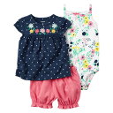 Carter's(カーターズ) フラワー&ドット 3ピース(ボディスーツ・チュニックTシャツ・パンツ)セット