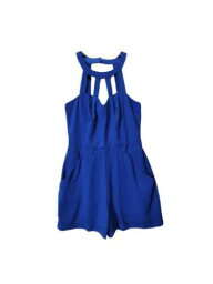 BISOU BISOU Womens Blue Cutout Lined Sleeveless Halter Shorts Romper 12 レディース