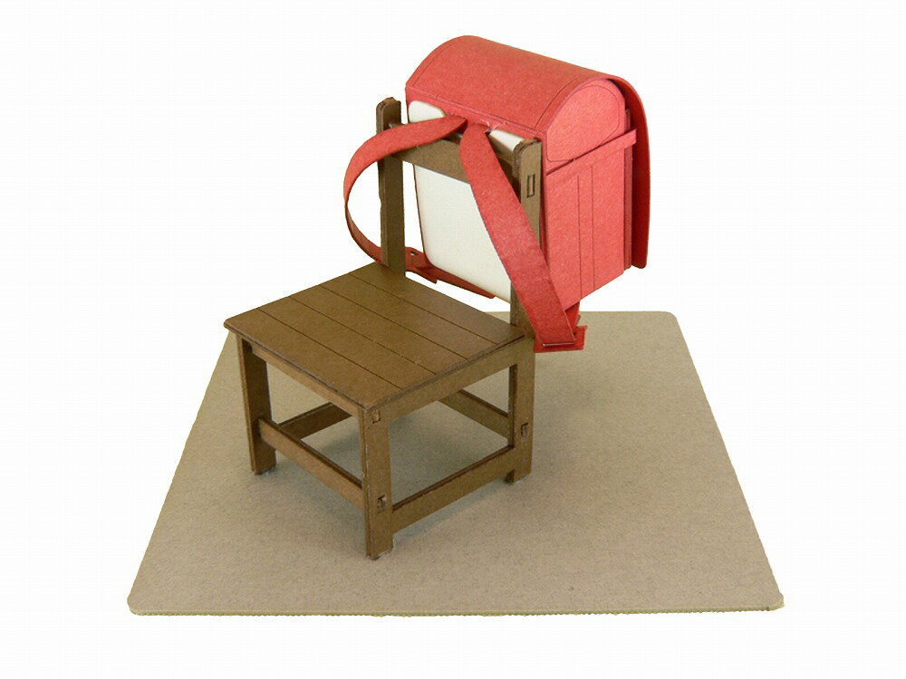 【椅子とランドセル（赤）】みにちゅあーとプチ◆紙模型（ペーパークラフト/キット）◆インテリ…...:sankeishop:10000118