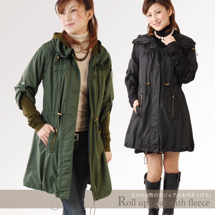 フード付き ロールアップコート(No.2465)【レディース レデイース ladies レディス】【coat】【％OFF セール sale】