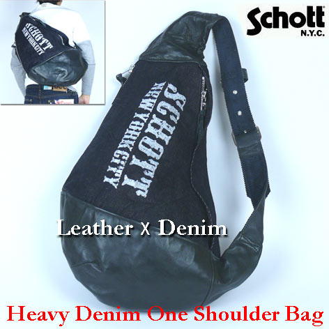 ھŹôSchott ʥåȡHeavy Denim One Shoulder Bag-إӡǥ˥󥷥Хå-
