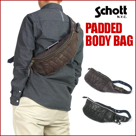 【送料無料】 Schott （ショット） PADDED BODY BAG -レザーボディー…...:sanshin:10003227
